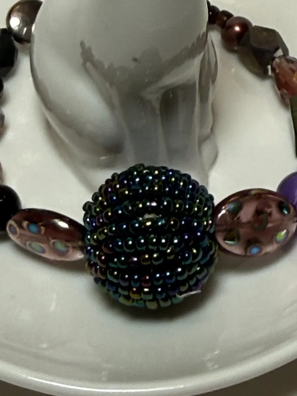 4 Stretchy Handcrafted Beaded Bracelets Purple Featuring Jesse James Beads